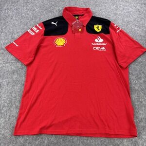 Scuderia Ferrari Shirt Mens XL Red Black F1 Racing Puma Polo Sponsor Logos